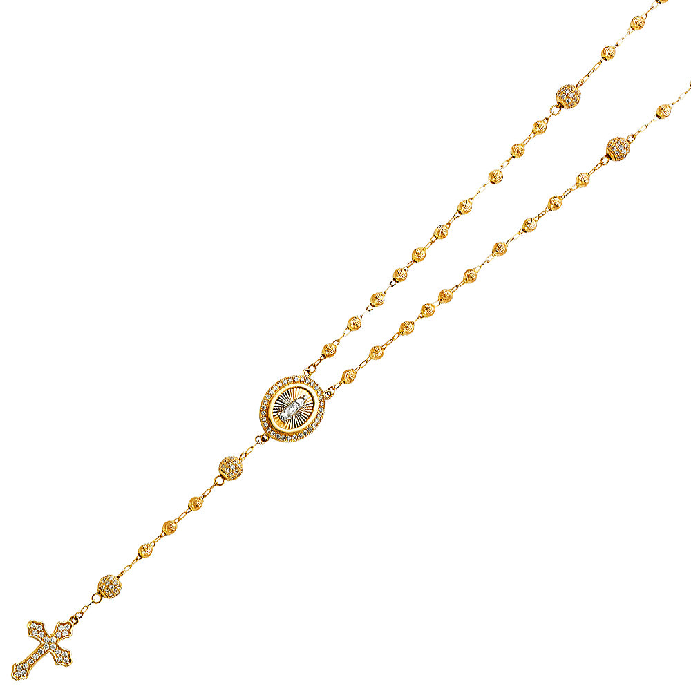 Yellow 14 Karat cz moon ball rosa-neck 3mm Length 18"