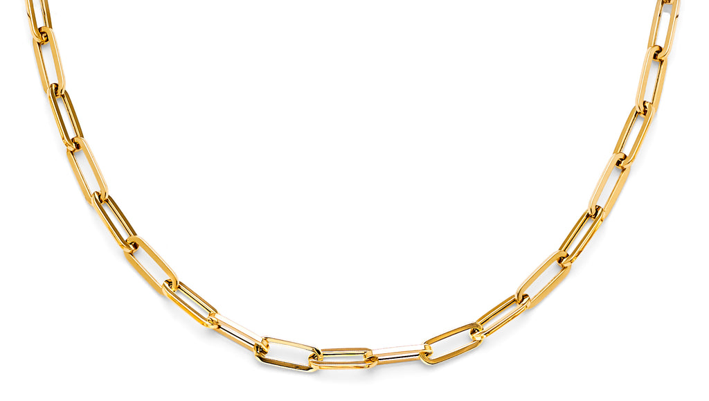 14 Karat Hollow Plain Paperclip Necklace
Color: Yellow
Length: 18"