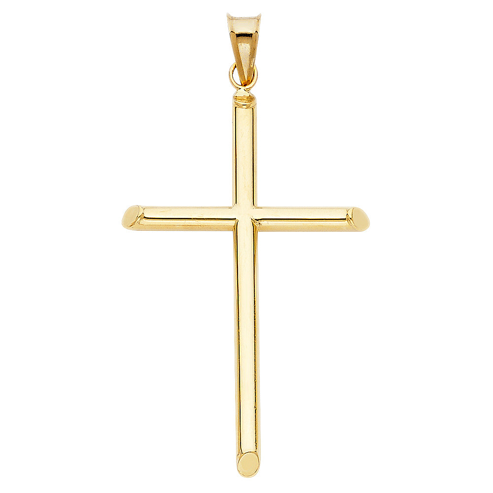 Yellow 14 Karat Hollow round tub cross Charm Length 50 Style: Religiou