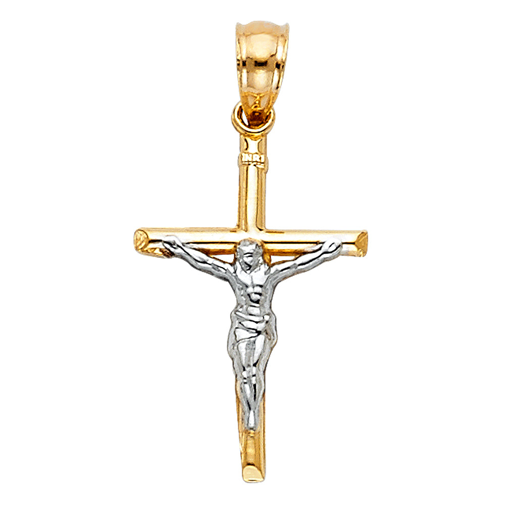 14 Karat Charm Small crucifix Length 24.5 Color: Two-Tone