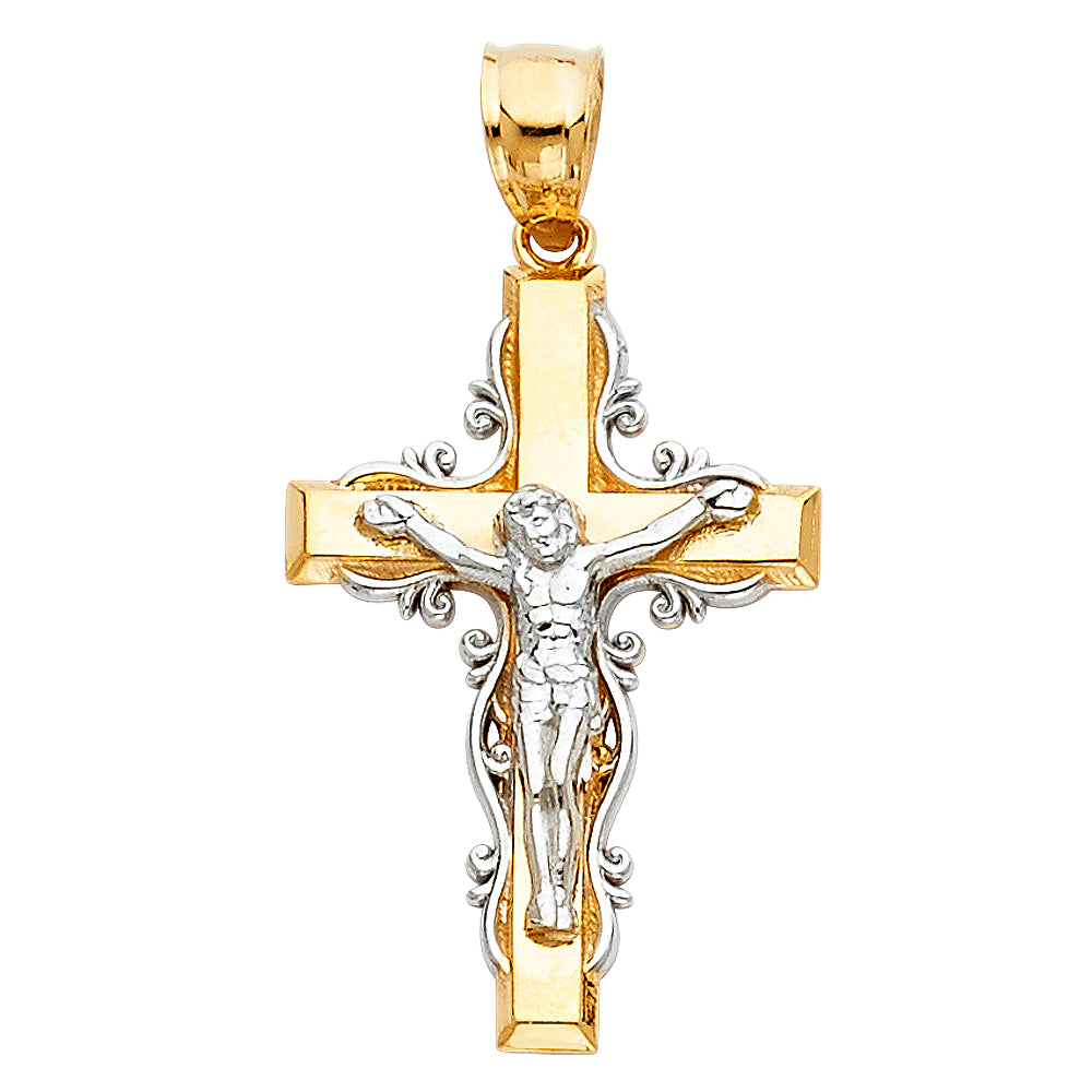 14 Karat Charm Fancy Crucifix Length 32.9 Color: Two-Tone
Gender: Gen