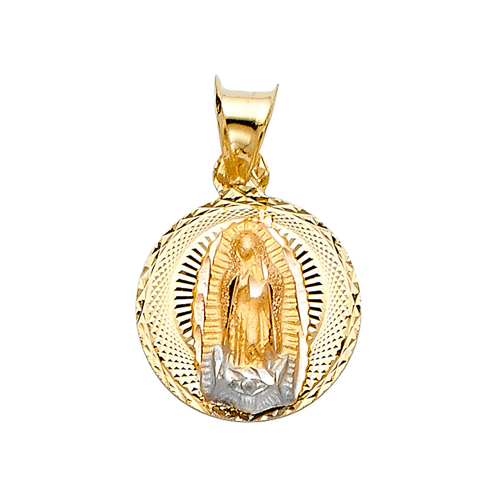 14 Karat Diamond Cut Charm Virgen of Guadalupe round Length 20 Color: