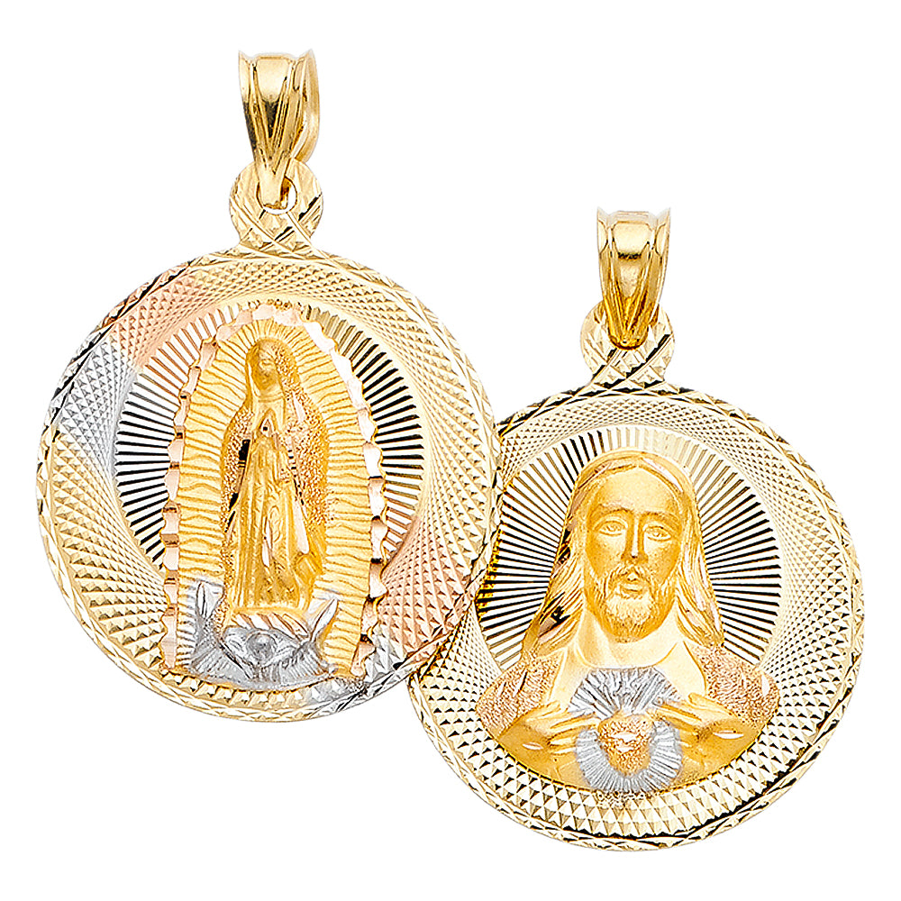 14 Karat Charm Double face religious Length 39.47 Color: Tri-tone