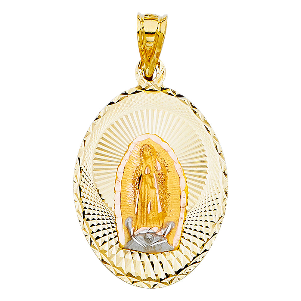 14 Karat Diamond Guadalupe medal Oval Length 40.37 Color: Tri-tone
Ge