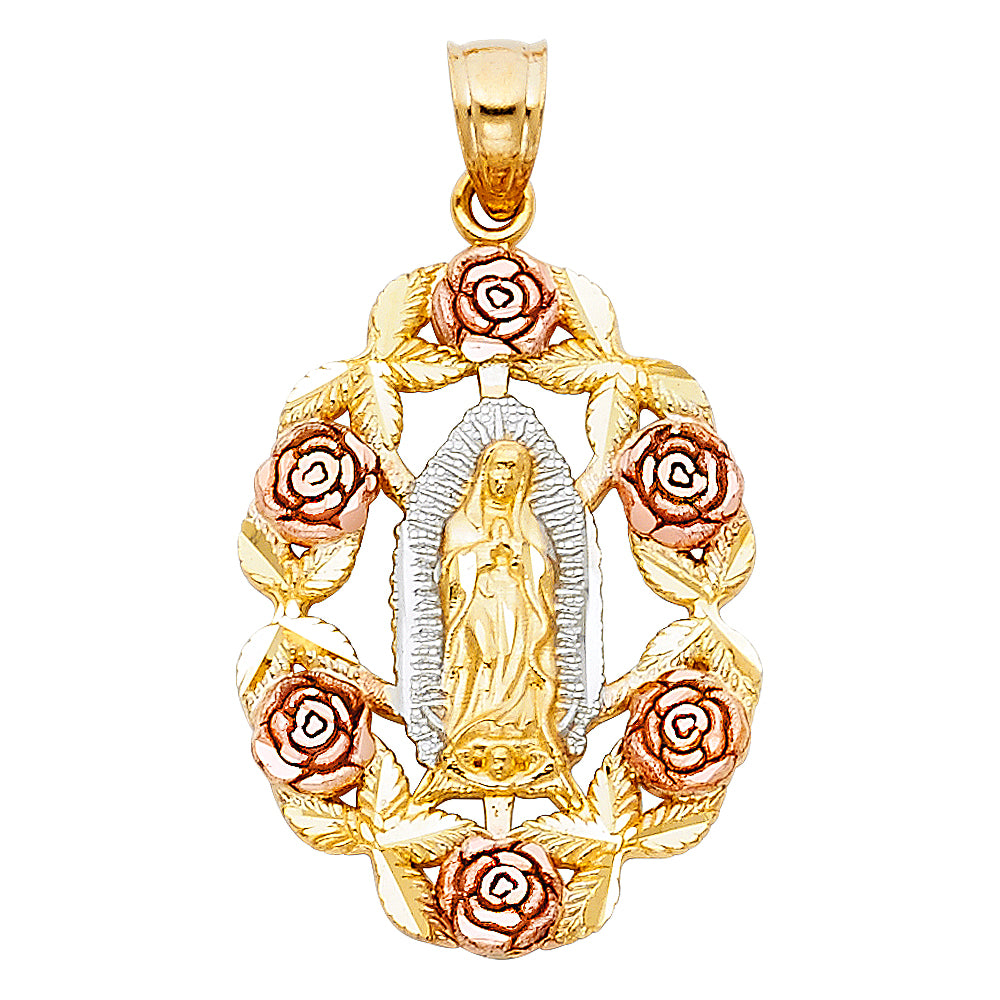 14 Karat lady of guad Charm Length 34.51 Color: Tri-tone
Gender: Ladi
