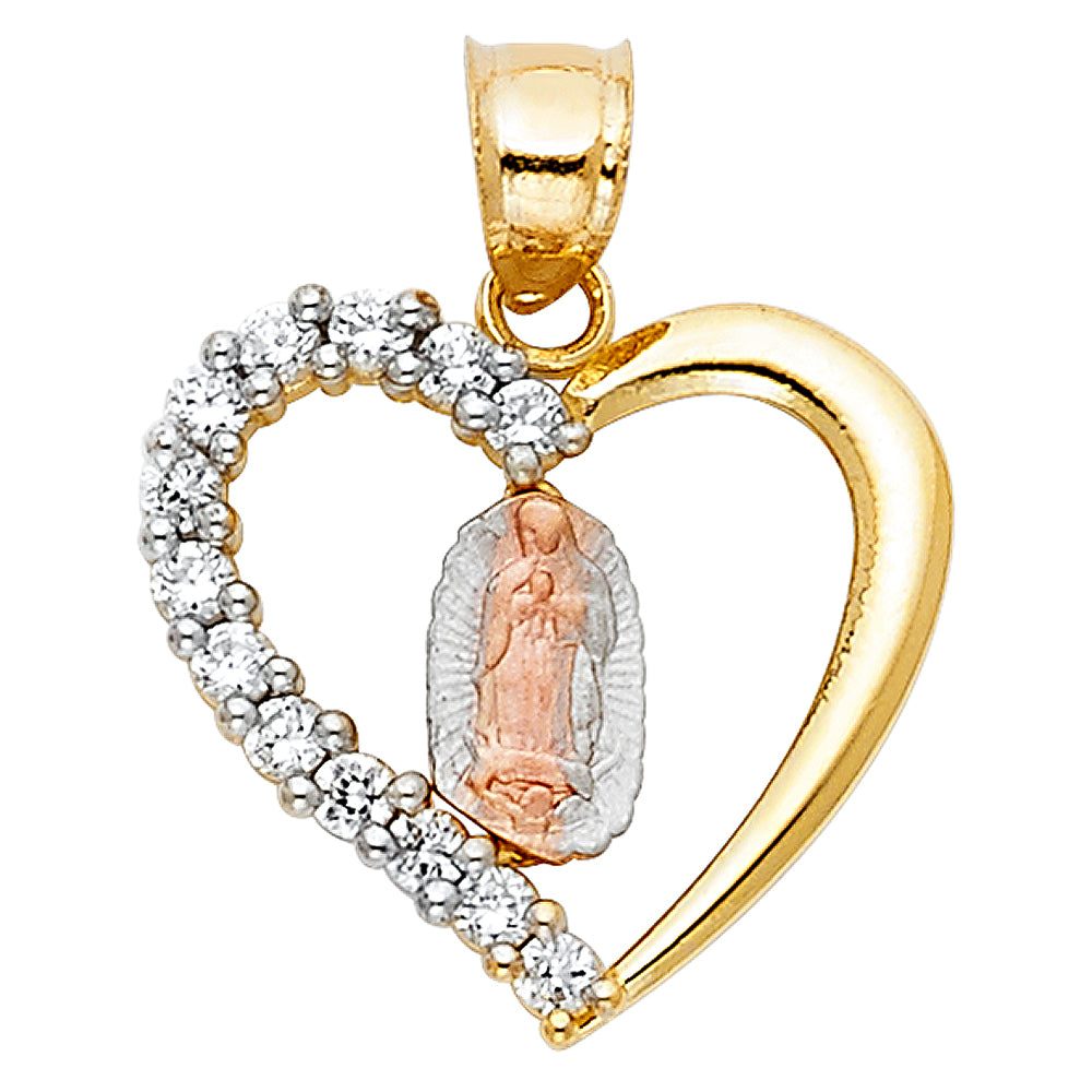 14 Karat 3c Cz Heart Virgin Charm Length 21.46 Color: Yellow
Gender: