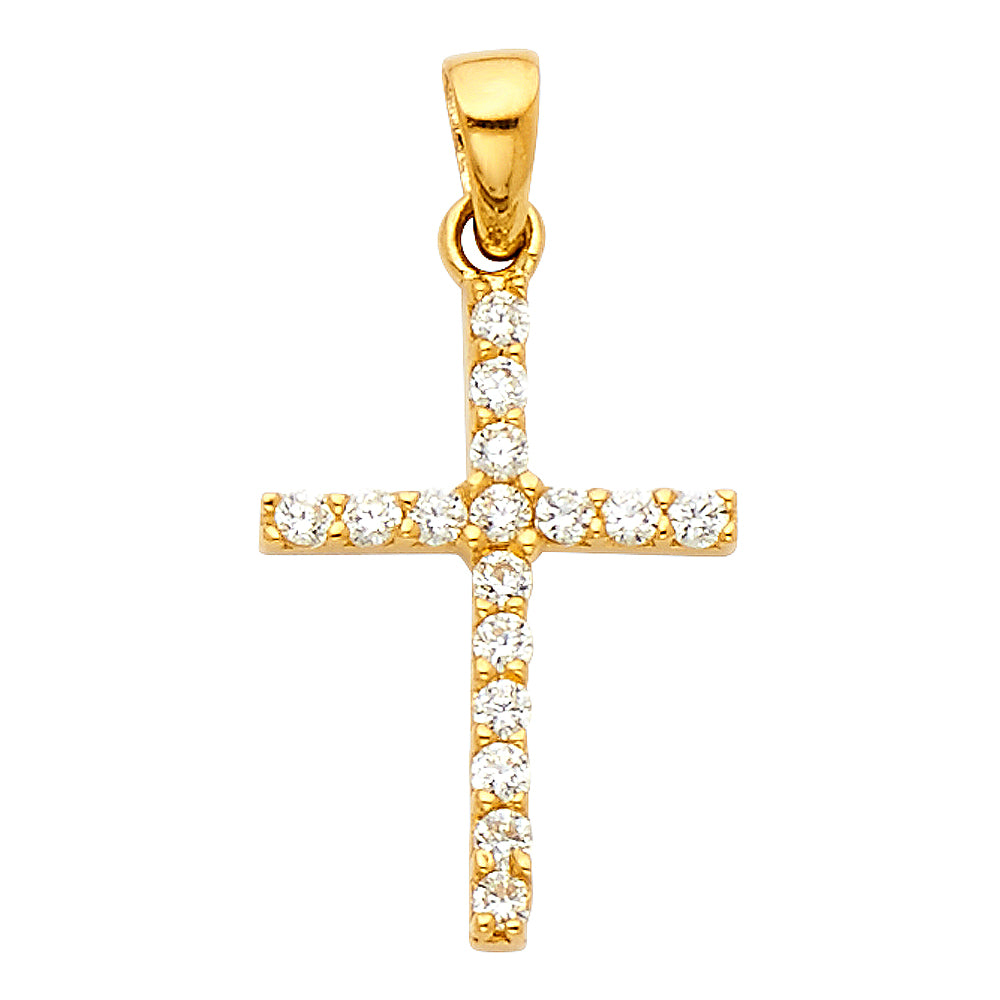 14 Karat Solid Cross CZ Charm Length 23 Color: Yellow
Gender: Ladies