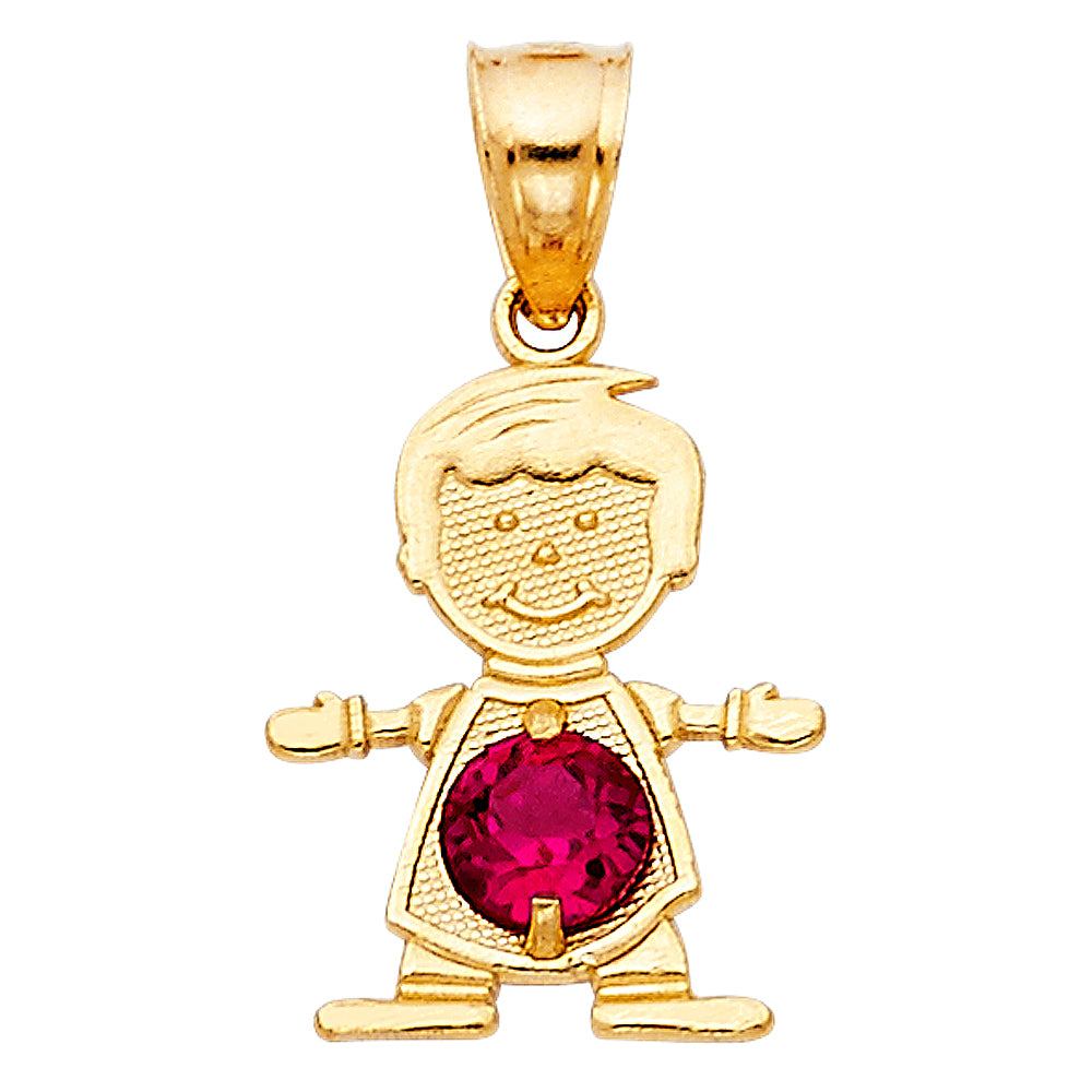 Yellow 14 Karat Boy B Stone July Pendant Length: 21.47