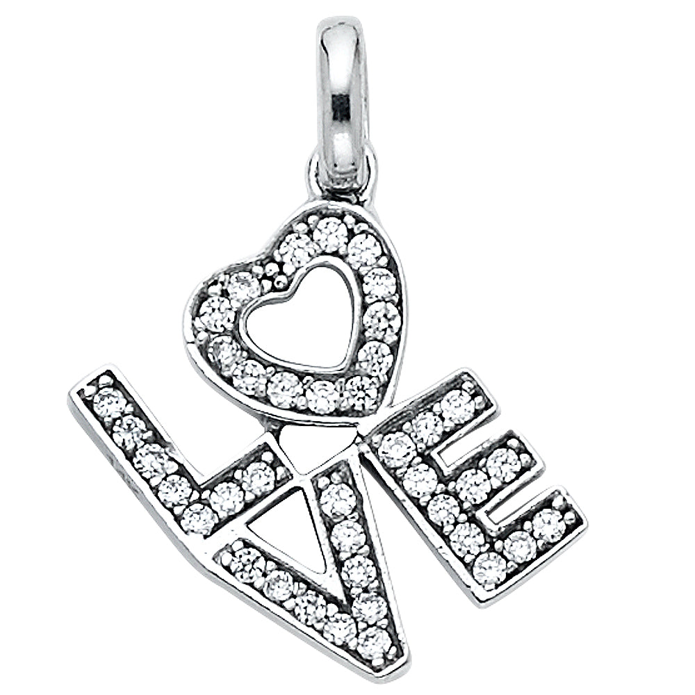 14 Karat Charm Love Length 16.2 Color: White