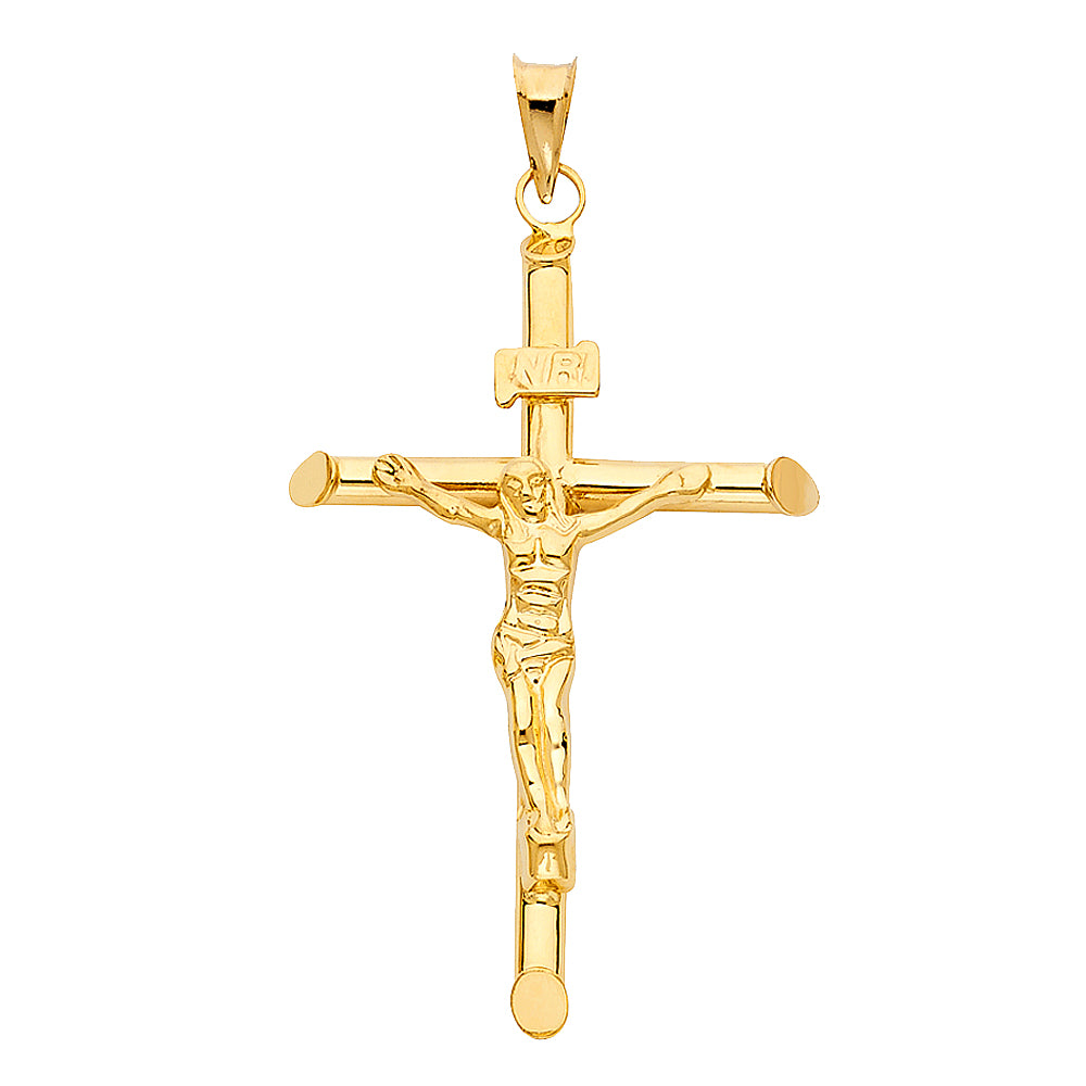 Yellow 14 Karat Hollow Charm Crucifix length 59.6 Style: Religious