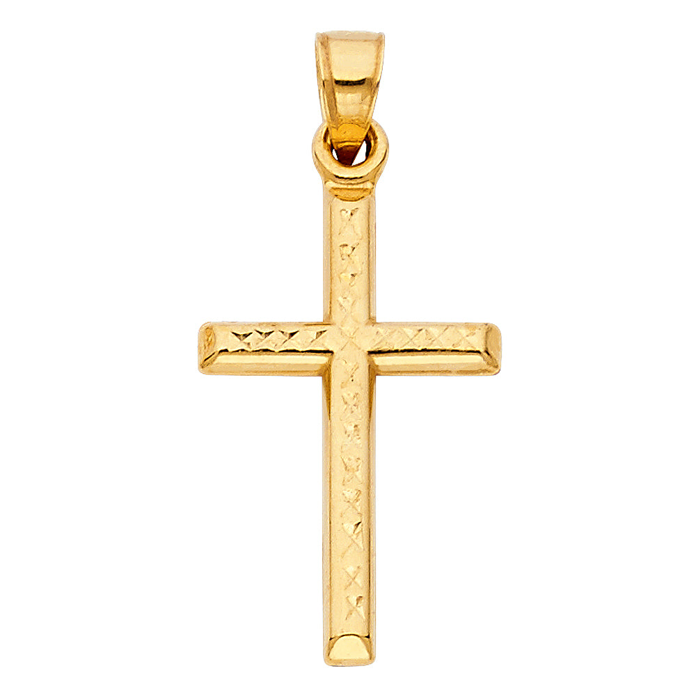 14 Karat Diamond Cut Cross Charm Length 31.57 Color: Yellow