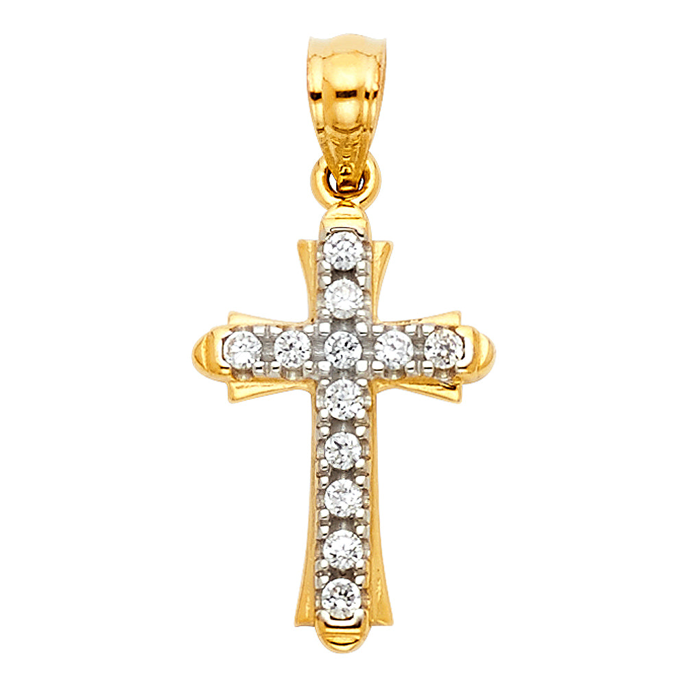 14 Karat Cz Cross Charm Length 21.17 Color: Yellow
Gender: Unisex