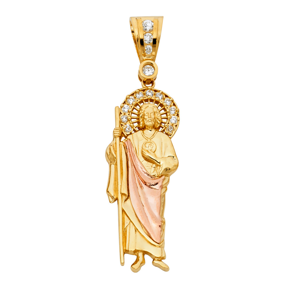14 Karat Charm St Jude cz Length 58 Color: Tri-tone
Gender: Gentlemen