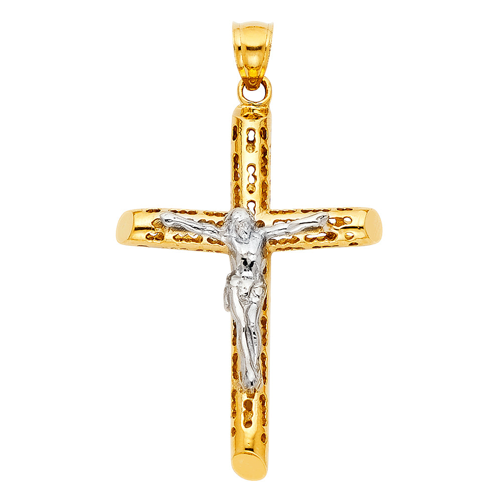 14 Karat Diamond Cut Crucifix Charm Length 50.5 Color: Two-Tone
Gende