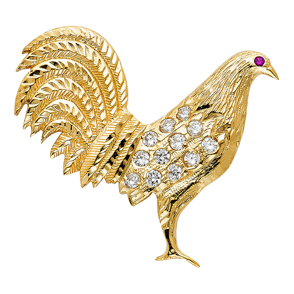 Yellow 14 Karat Cz Rooster  Charm Length: 40x45
Gender: Unisex