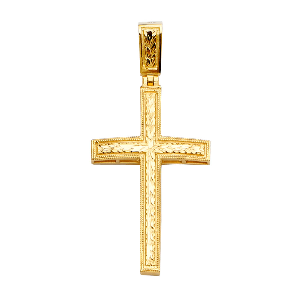 Yellow 14 Karat Diamond Cut  CrossCharm Length 49.5 Style: Religious