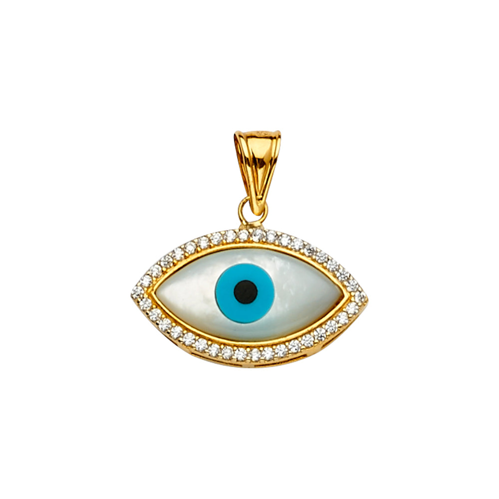14 Karat Charm Evil eye cz Length 19.82 Color: Yellow
Gender: Unisex