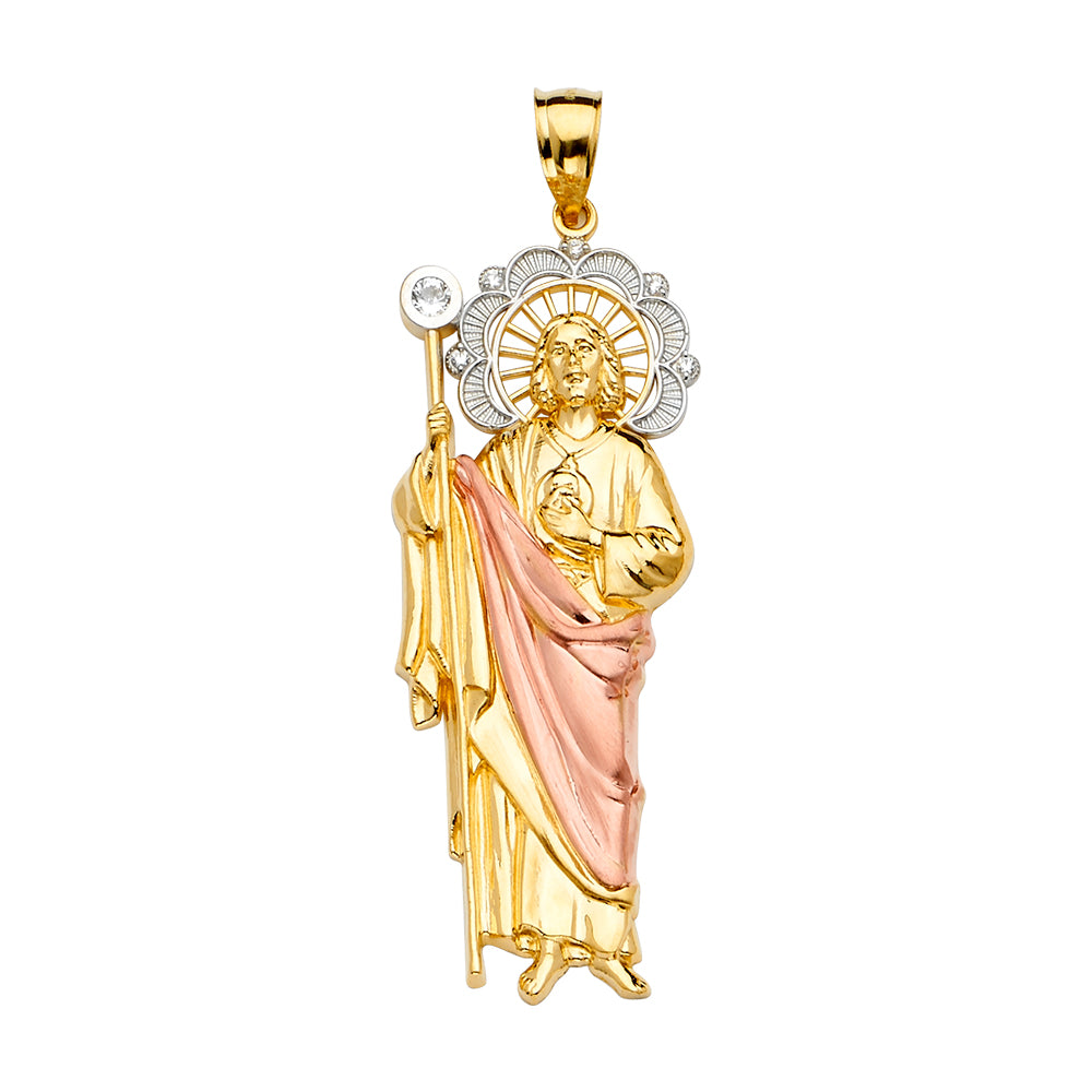 14 Karat Charm CZ St Jude Length 76x24 Style: Religious