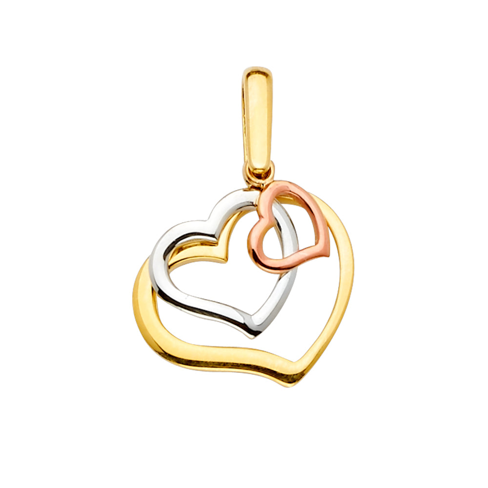 Three-Tone 14 Karat 3 hearts charm