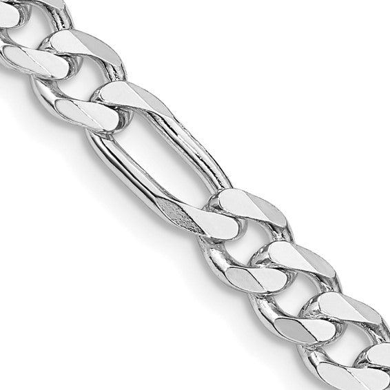 White Sterling Silver Diamond Cut Chain Style: Figaro Length: 22" 5.25mm