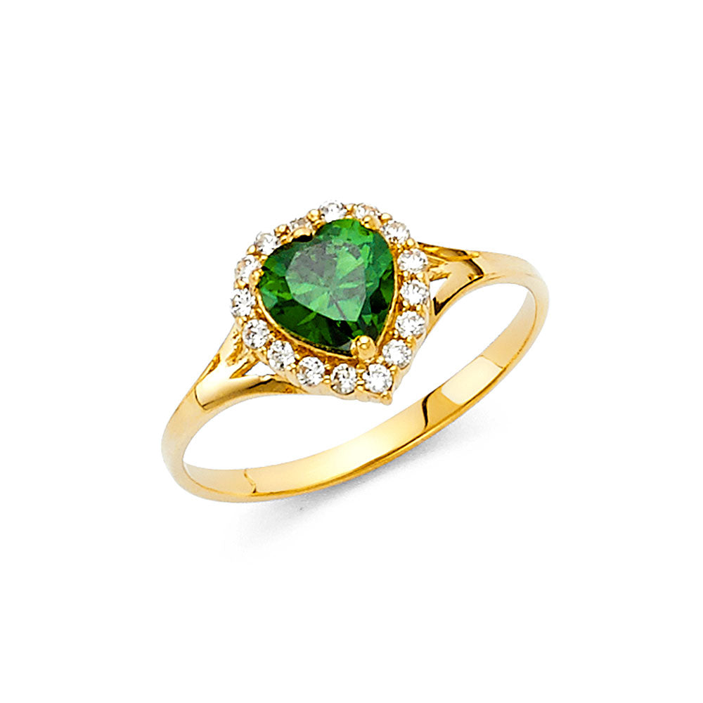 Lady's 14 Karat Fashion Heart green CZ Ring Size 7 Color: Yellow
Fini