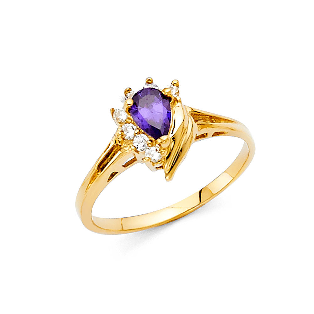 Lady's 14 Karat Fashion Ring Purple CZ Size 7 Color: Yellow
Finish: P