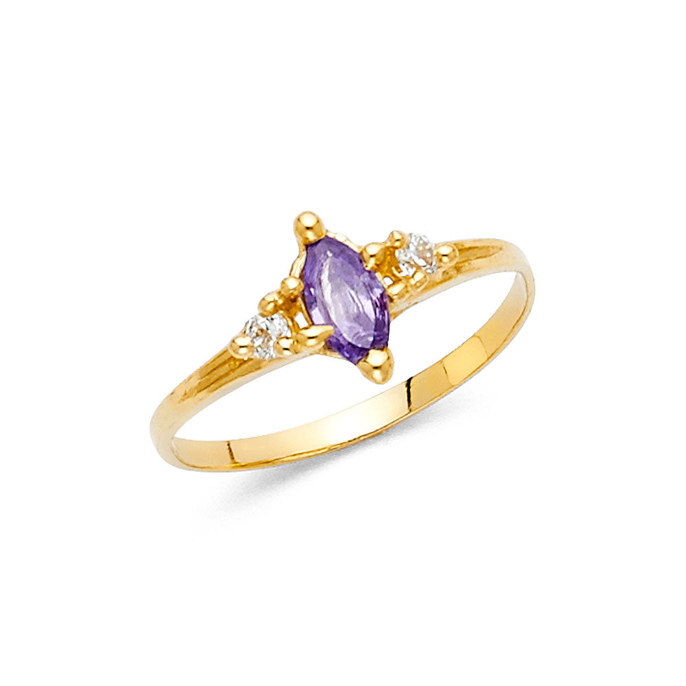 Lady's 14 Karat Fashion Ring Lila Cz Marquis Size 7 Color: Yellow
Fin