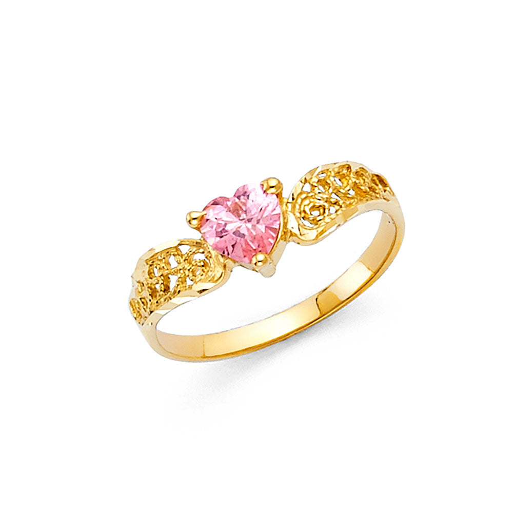 Lady's 14 Karat Heart pink Fashion Ring Size 7 Color: Yellow
Finish: