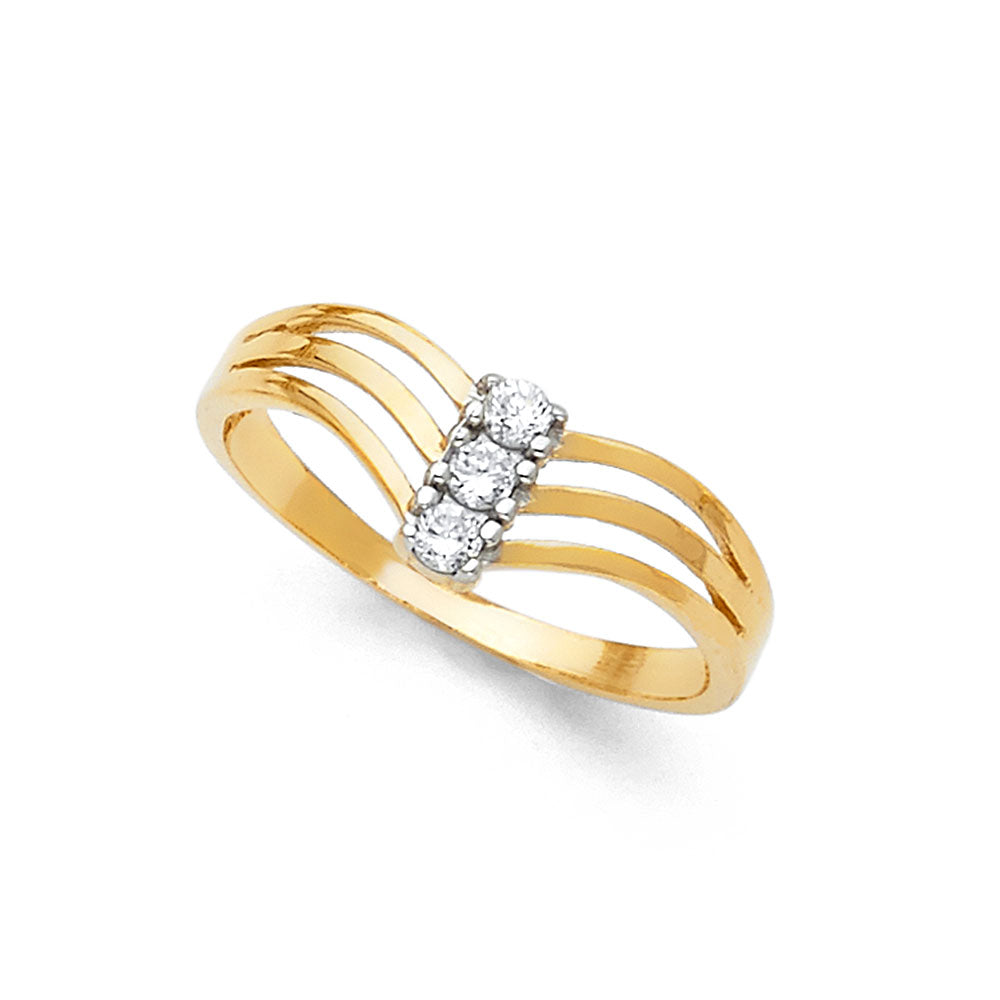 Lady's 14 Karat Semanario Ring Size 7 Style: 3 Stone
Color: Yellow
F