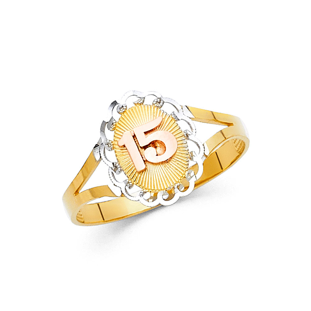 Lady's 14 Karat 15 Oval Fashion Ring Size 7 Color: Tri-tone
Finish: d