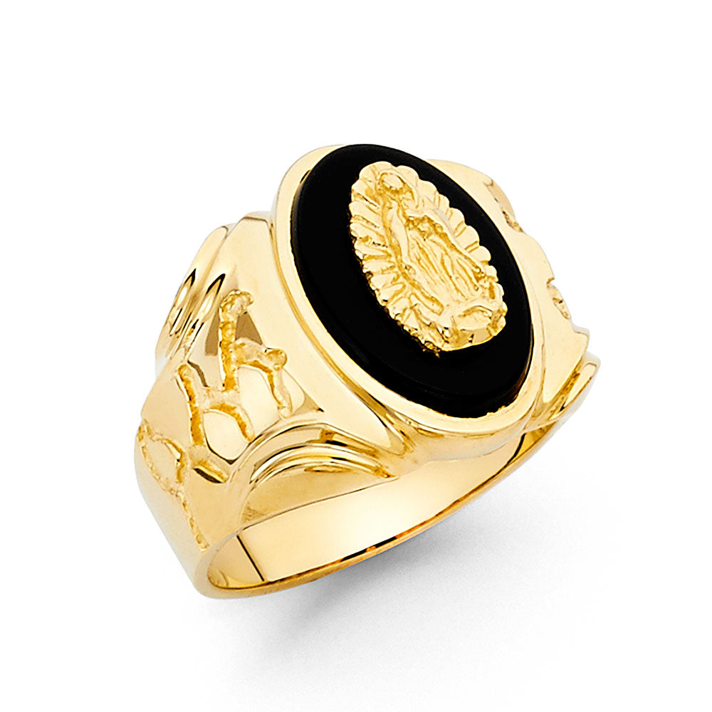 Gent's 14 Karat Fashion Onix Oval Guadalupe Ring Size 9 Color: Yellow
