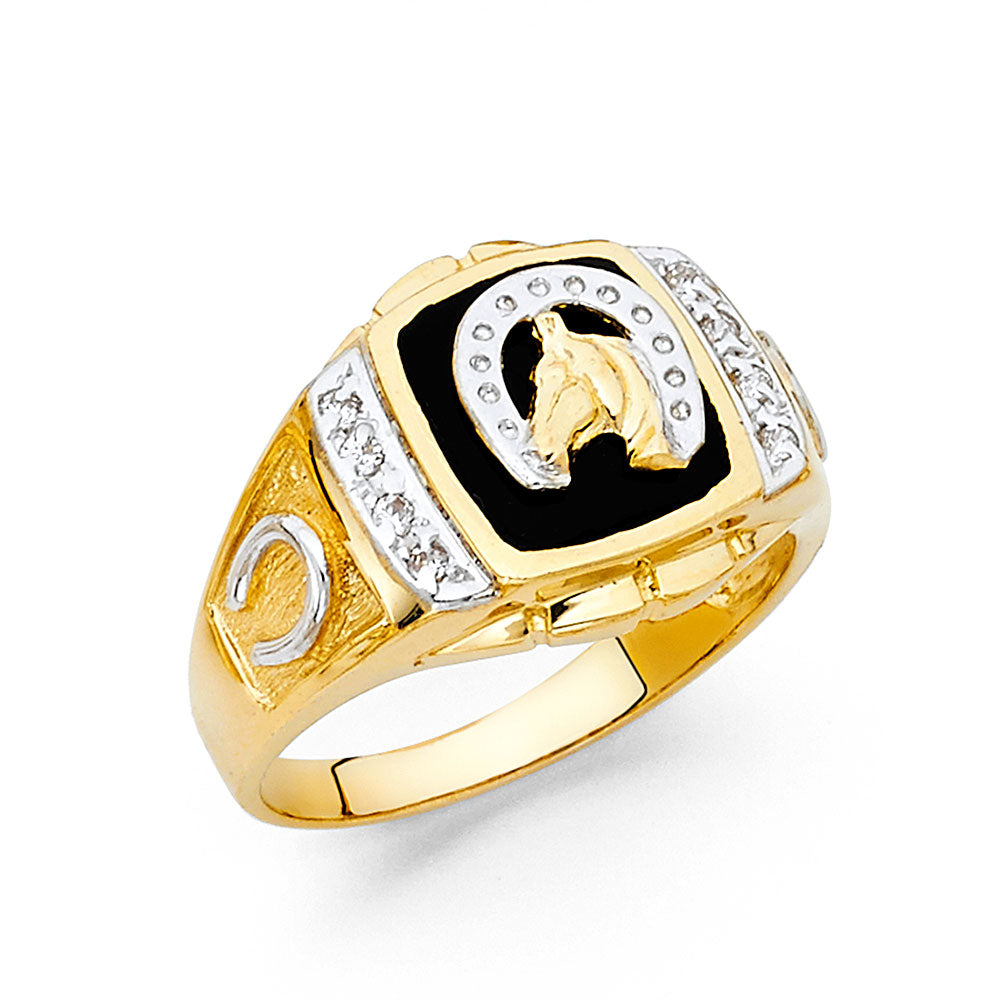 Gent's 14 Karat Fashion Onix ca horse Ring Size 10 Color: Yellow
Fini