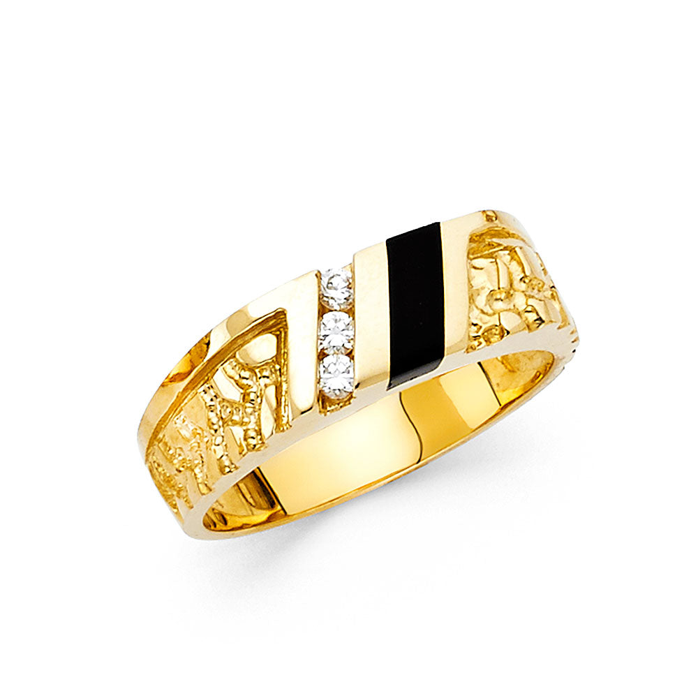 Gent's 14 Karat Fashion Cz onix Ring Size 10 Color: Yellow
Finish: Hi