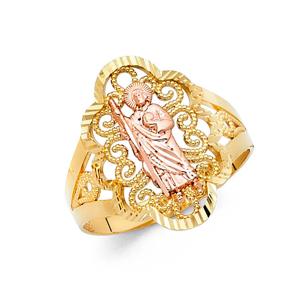 Lady's Two-Tone 14 Karat St Jude Filigree Fashion Ring