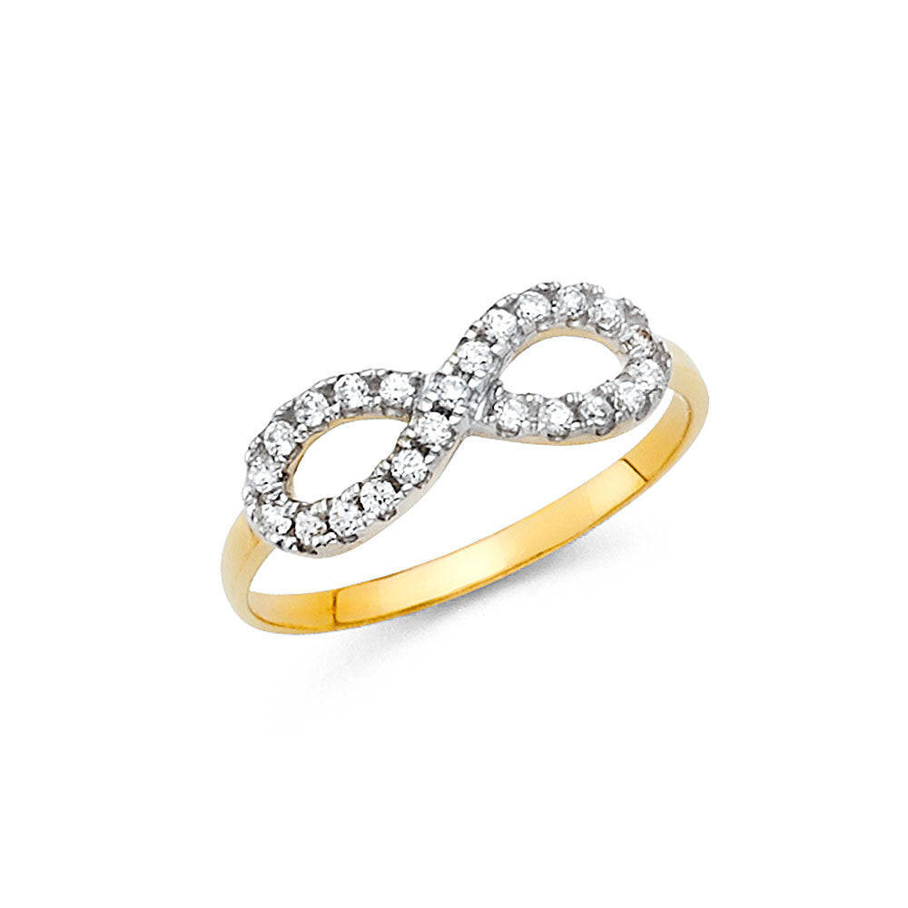 Lady's 14 Karat Fashion Infinity cz Ring Size 7 Color: Yellow
Finish:
