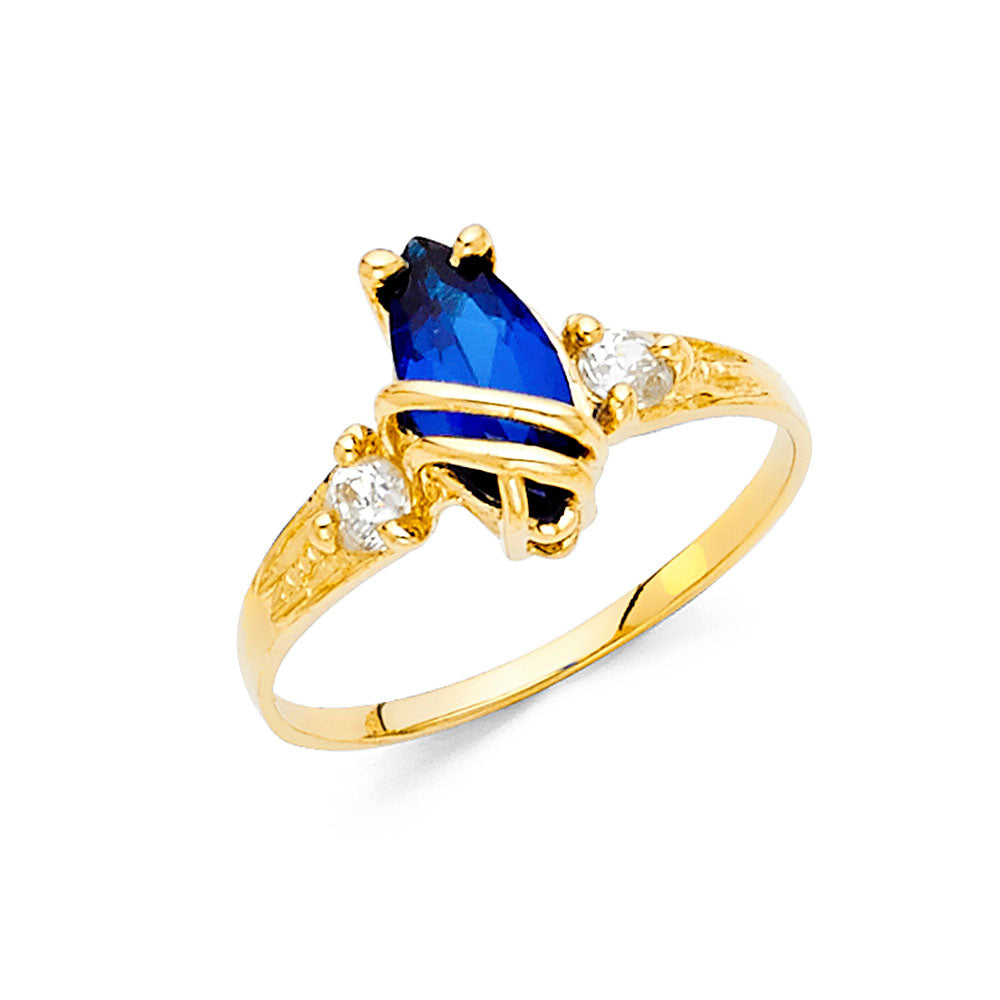 Lady's 14 Karat Fashion CZ Ring Size 7 Style: 3 Stone
Color: Yellow
