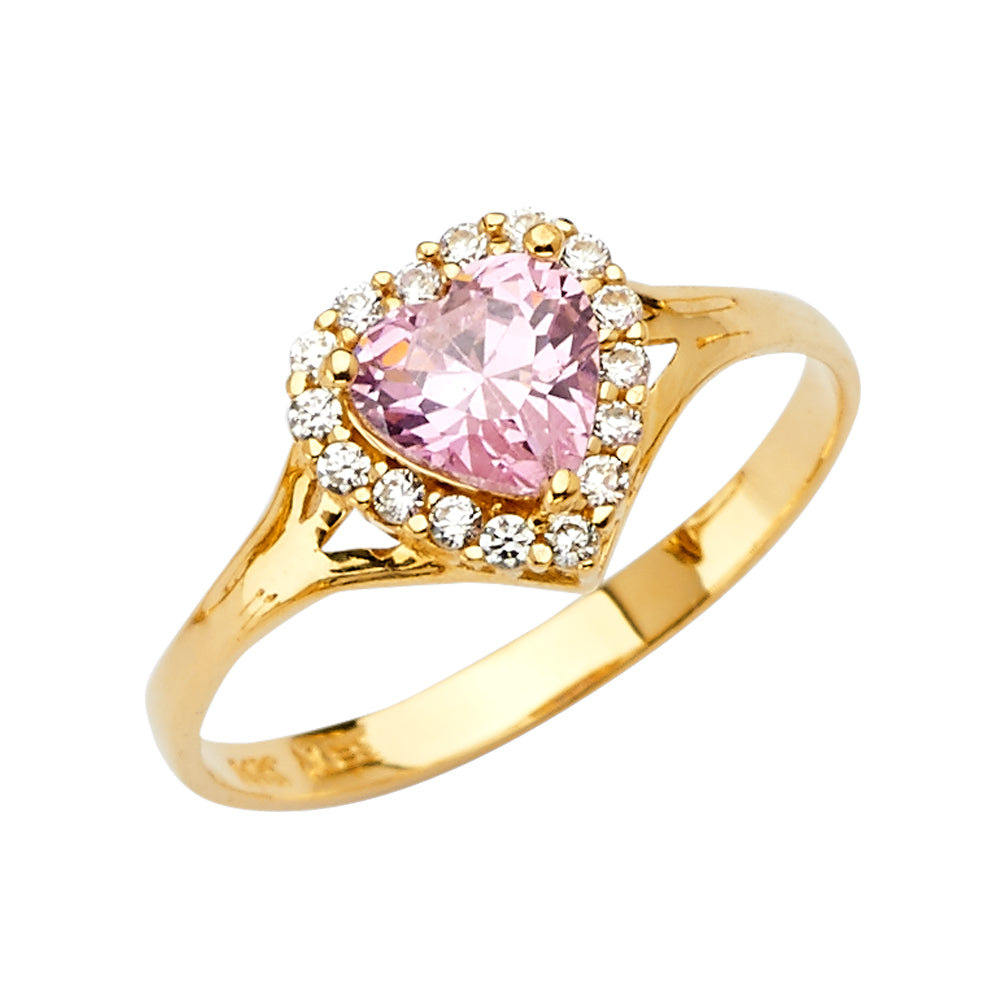 14 Karat Cz Pink Heart Ring Gender: Ladies