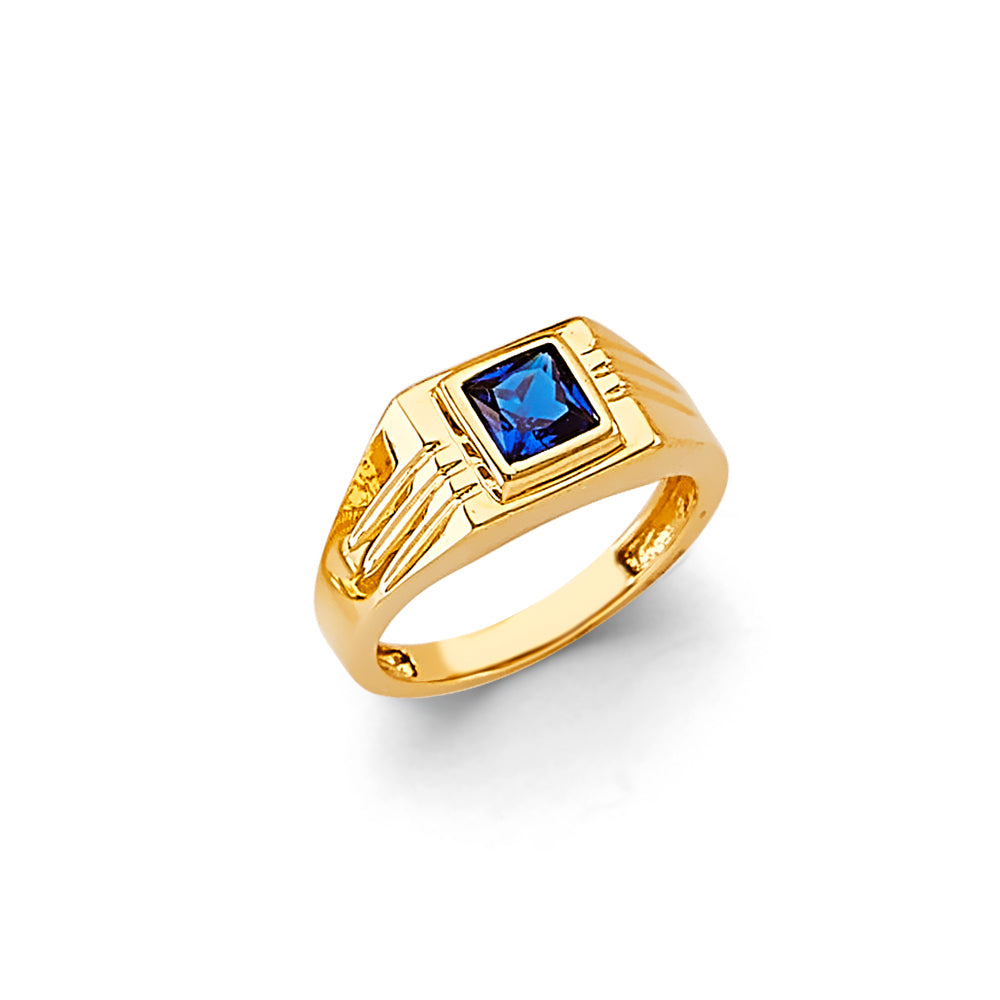 Yellow 14 Karat Fashion Square blue cz  Ring Finish: polished
Gender:
