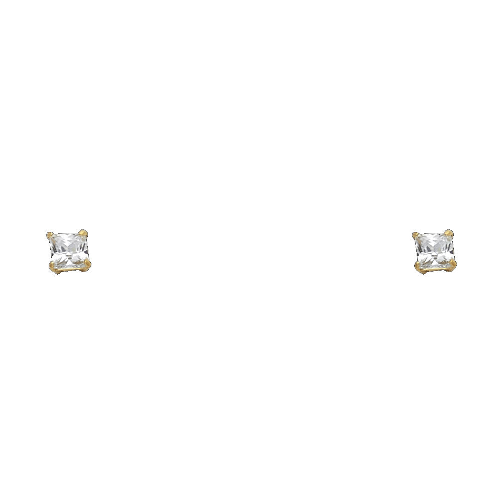 Lady's Yellow 14 Karat 3mm Square basket screw Stud Earrings