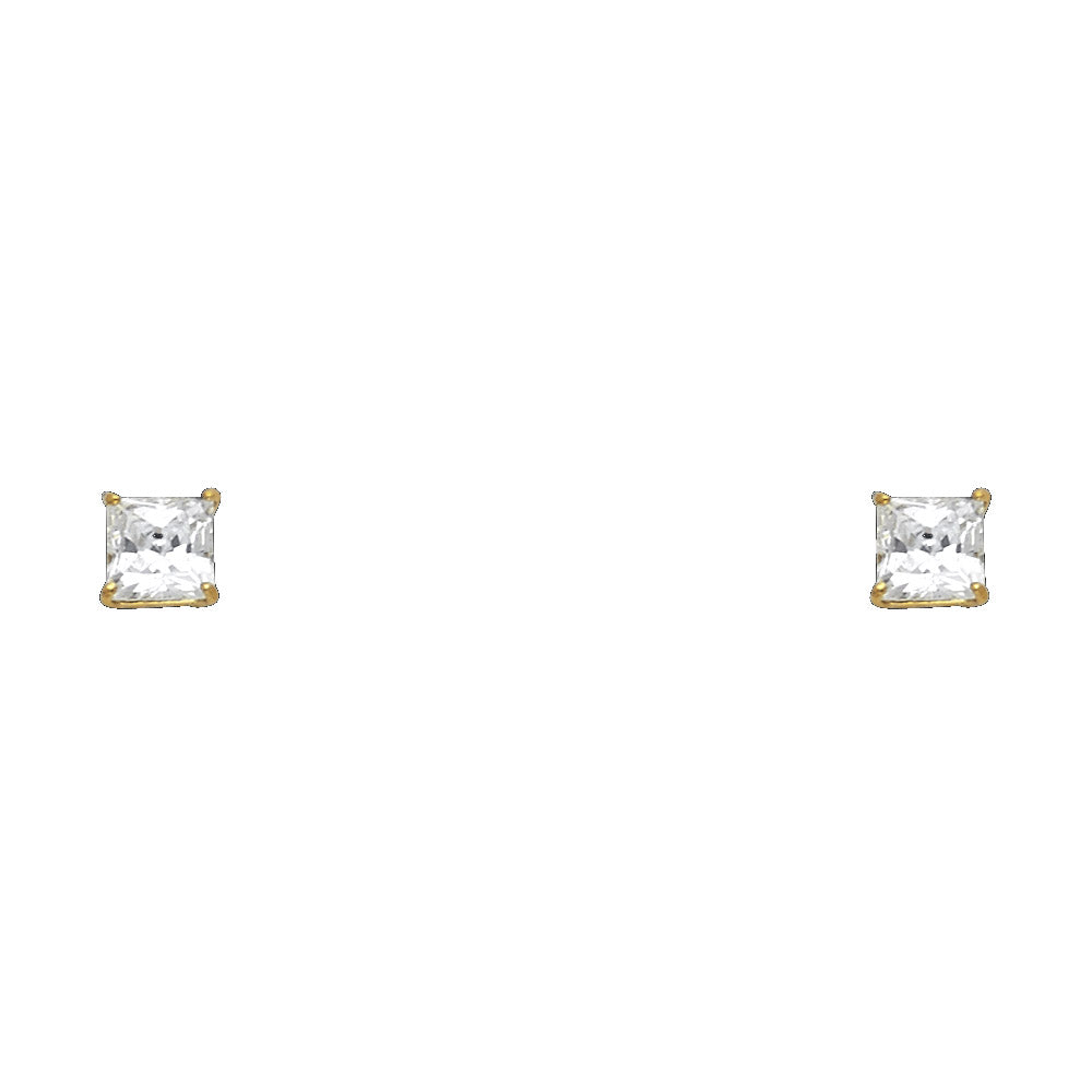 Lady's Yellow 14 Karat 4mm square basket screw Stud Earrings