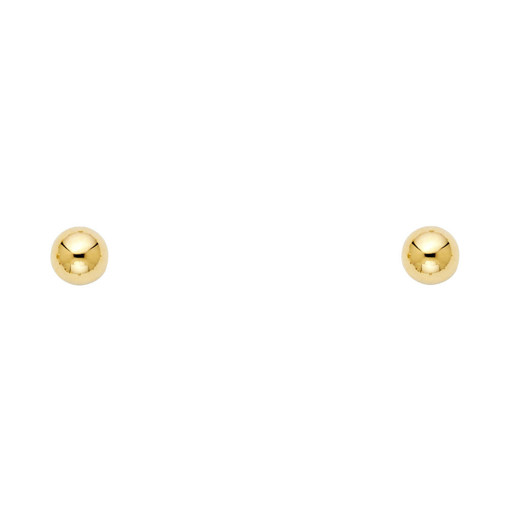 Lady's Yellow 14 Karat Screw Ball 5mm Stud Earrings