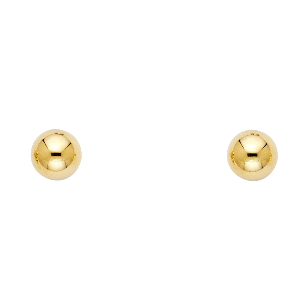 Lady's Yellow 14 Karat 7mm post ball Stud Earrings