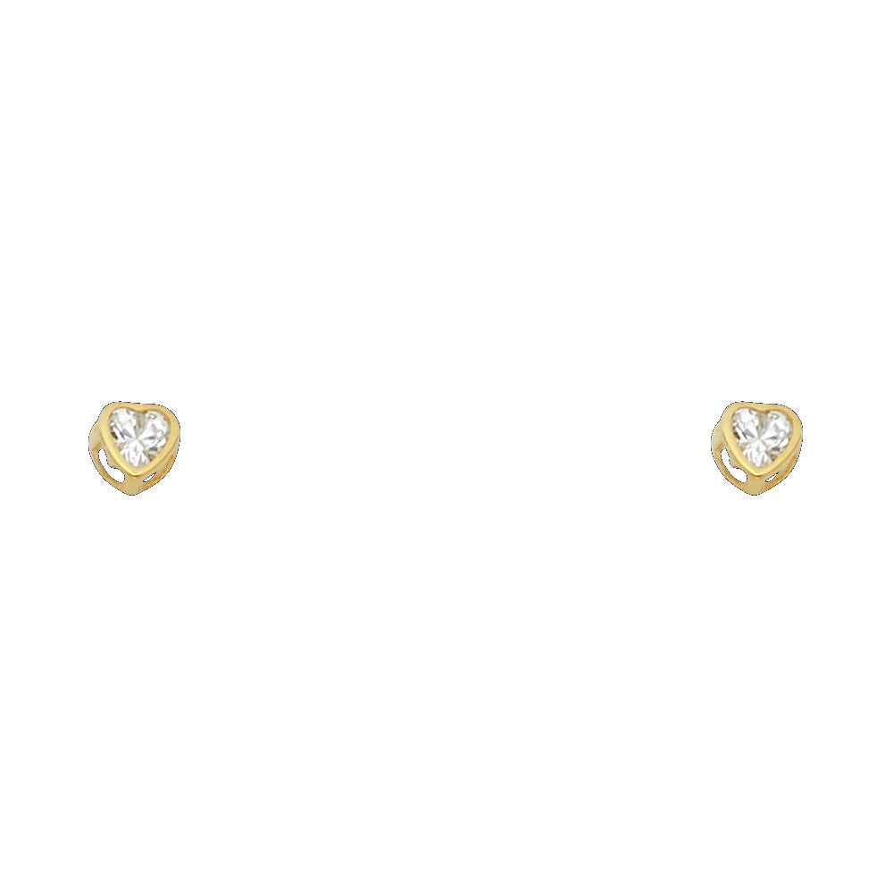 Lady's Yellow 14 Karat Heart Stud Earrings-April