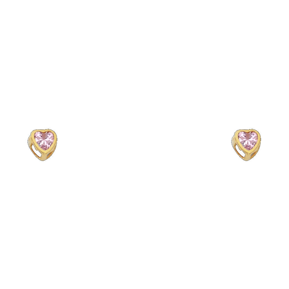 Lady's Yellow 14 Karat Heart Stud Earrings-Oct