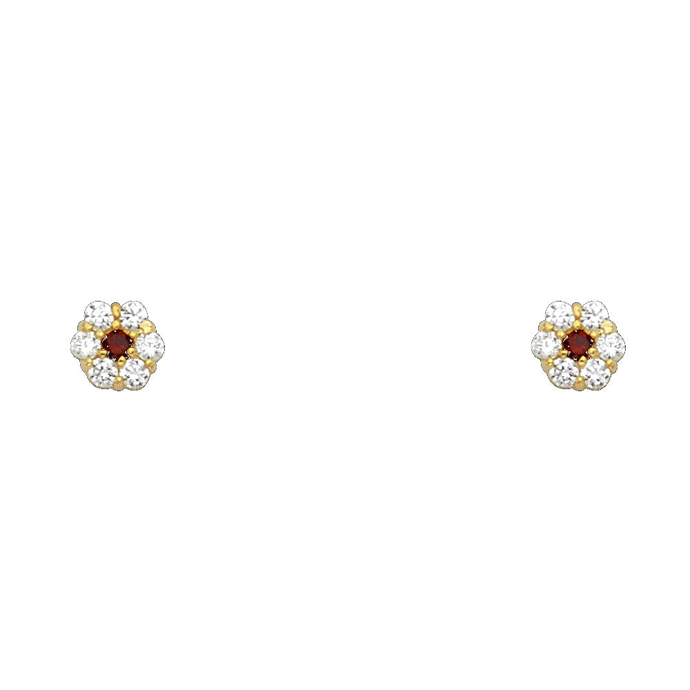 Yellow 14 Karat Cz Flower January stone  Earrings
