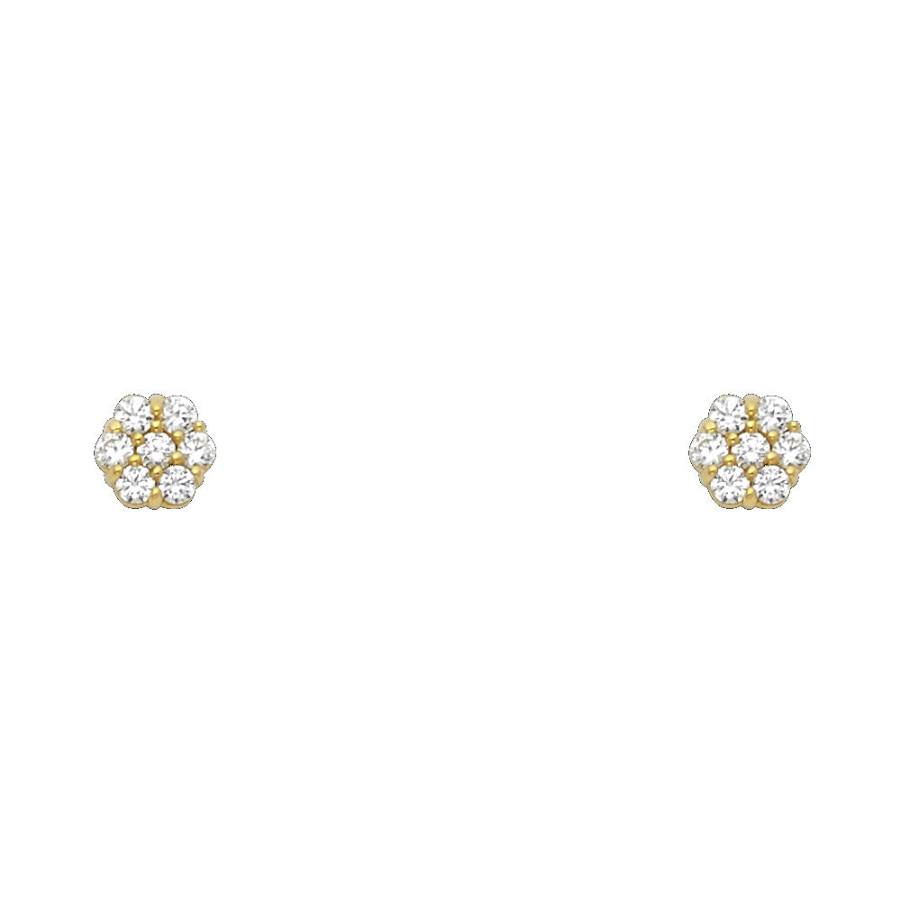 Lady's Yellow 14 Karat Cz Flower stud Earrings-April