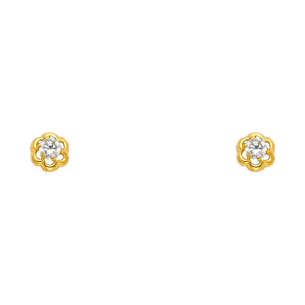 Lady's Yellow 14 Karat Flower Cz Earrings Finish: Polished
Length: 4.