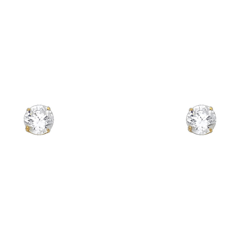 Lady's Yellow 14 Karat Round 5mm CZ  w/screw back Stud Earrings