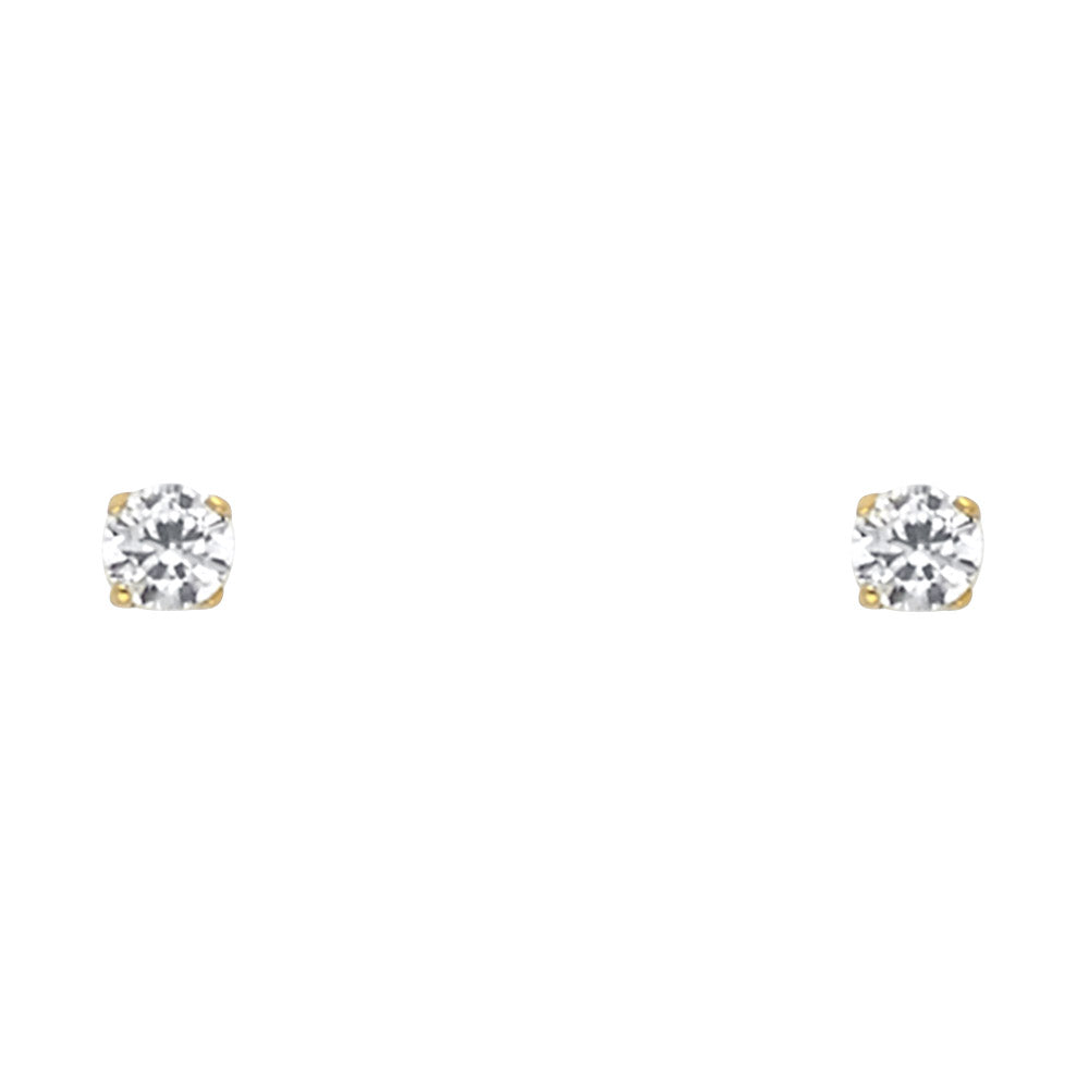 Lady's Yellow 14 Karat Round CZ 3mm Stud Earrings