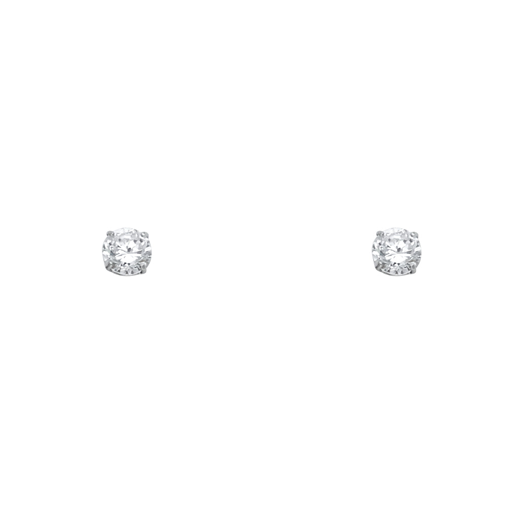 Lady's White 14 Karat Round Stud Earrings